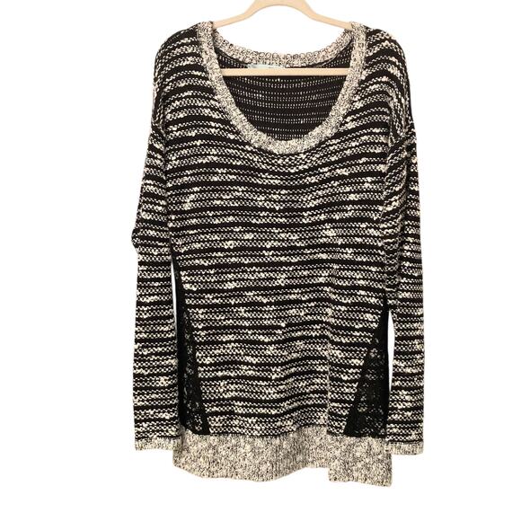 Maurices Black and White Striped Sweater w/Lace Side Embellishments Size XL - Picture 1 of 8